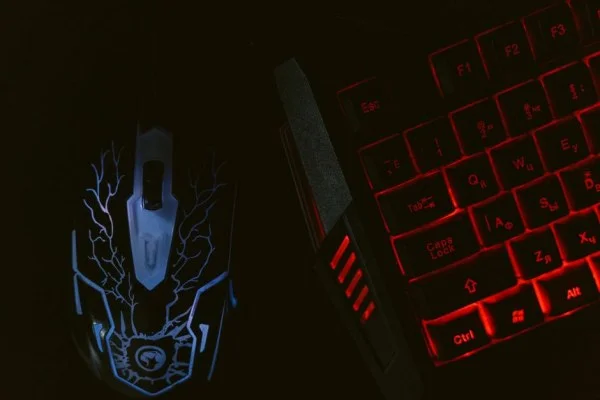 gaming keyboard mouse close up